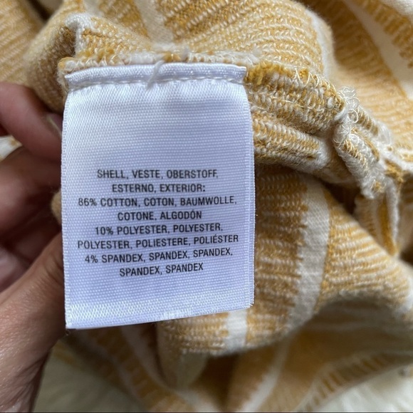 Anthropologie Postmark Blouse Flare Sleeve Textured Stripe Yellow & White M - Picture 9 of 14